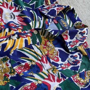 VTG OTB Camp Shirt Mens Medium Wild Print Mesh Island Girl Fruit‎ Hawaiian Rare